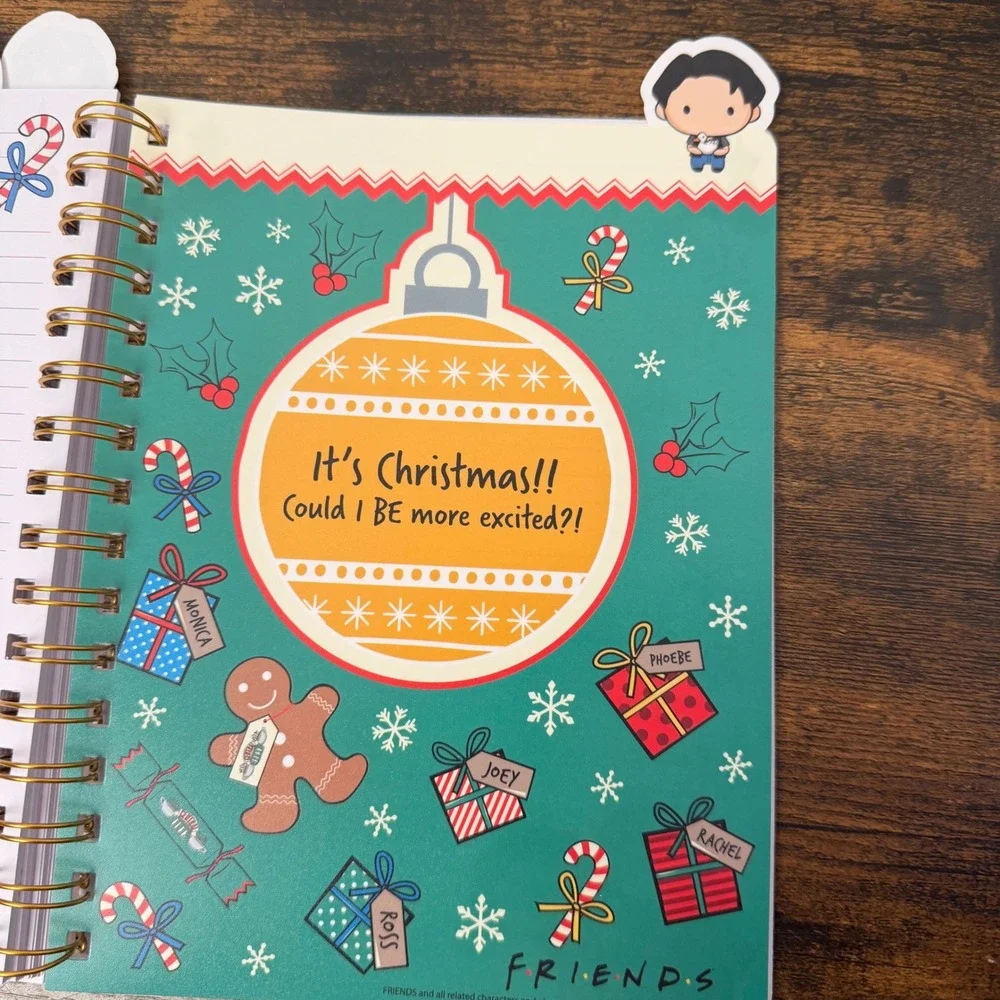 New Friends TV Show Christmas Journal Teal Chibi Holiday Spiral Notebook